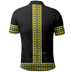 Ethiopian Enkutatash Polo Shirt Black Adey Flower Tilet Habesha Inspired