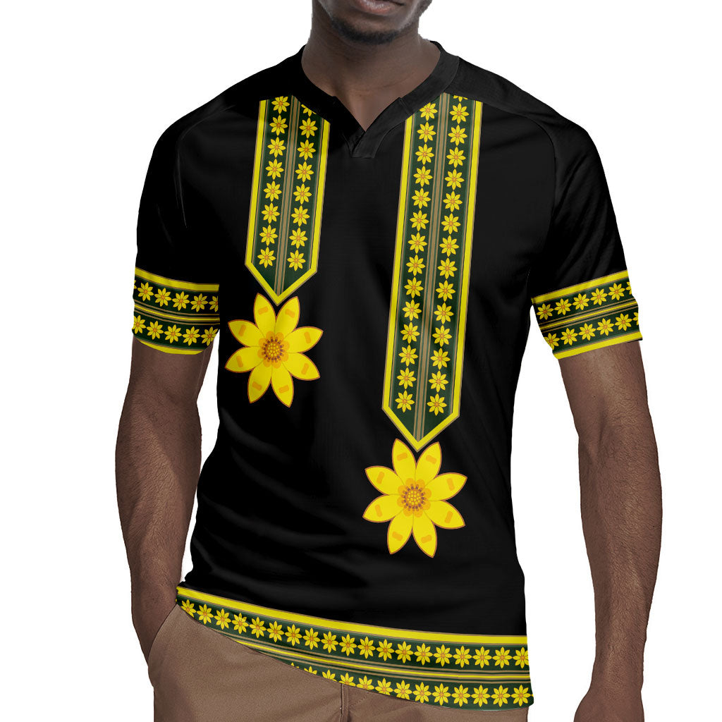 Ethiopian Enkutatash Rugby Jersey Black Adey Flower Tilet Habesha Inspired