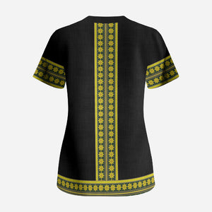 Ethiopian Enkutatash Scrub Top Black Adey Flower Tilet Habesha Inspired
