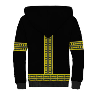 Ethiopian Enkutatash Sherpa Hoodie Black Adey Flower Tilet Habesha Inspired