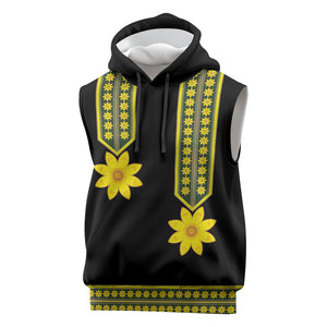 Ethiopian Enkutatash Sleeveless Hoodie Black Adey Flower Tilet Habesha Inspired