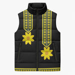 Ethiopian Enkutatash Sleeveless Puffer Jacket Black Adey Flower Tilet Habesha Inspired