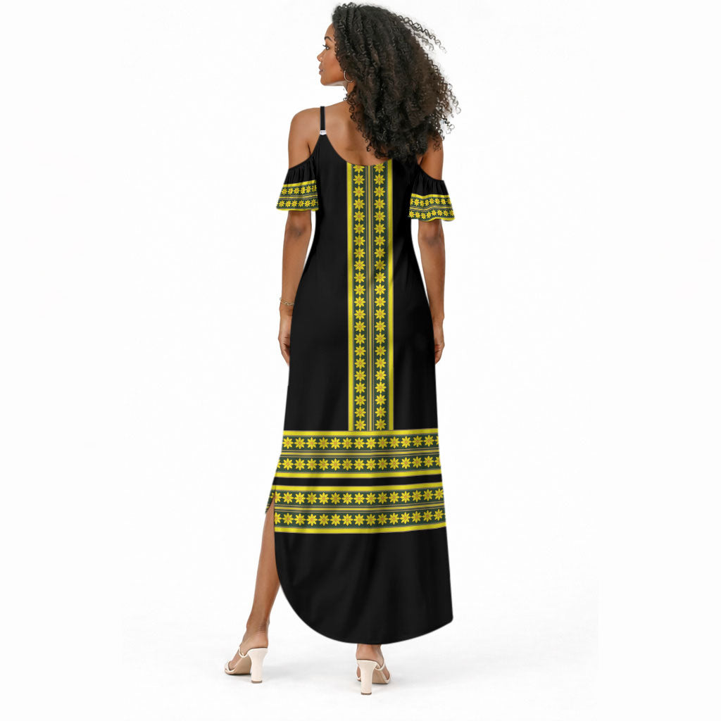 Ethiopian Enkutatash Summer Maxi Dress Black Adey Flower Tilet Habesha Inspired