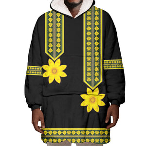 Ethiopian Enkutatash Wearable Blanket Hoodie Black Adey Flower Tilet Habesha Inspired