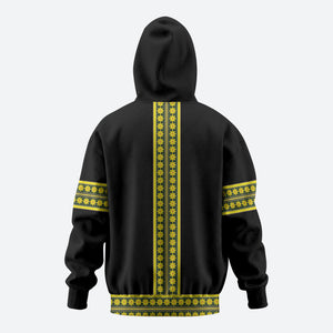 Ethiopian Enkutatash Zip Hoodie Black Adey Flower Tilet Habesha Inspired