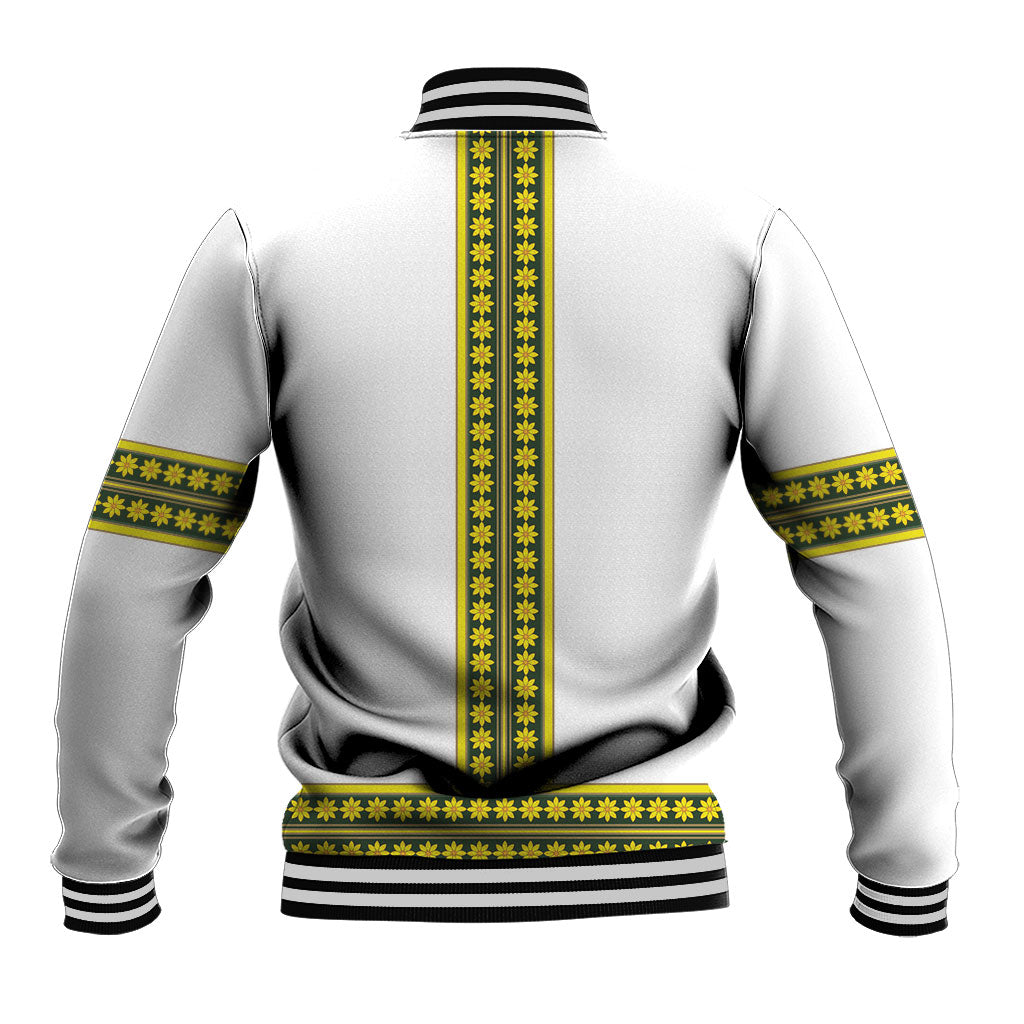 Ethiopian Enkutatash Baseball Jacket White Adey Flower Tilet Habesha Inspired