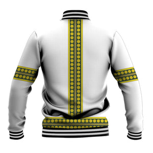 Ethiopian Enkutatash Baseball Jacket White Adey Flower Tilet Habesha Inspired