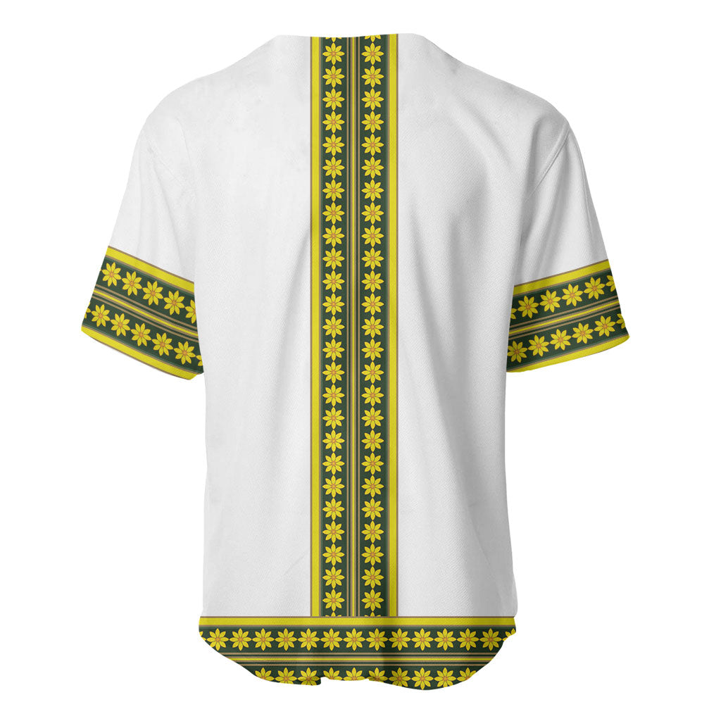 Ethiopian Enkutatash Baseball Jersey White Adey Flower Tilet Habesha Inspired