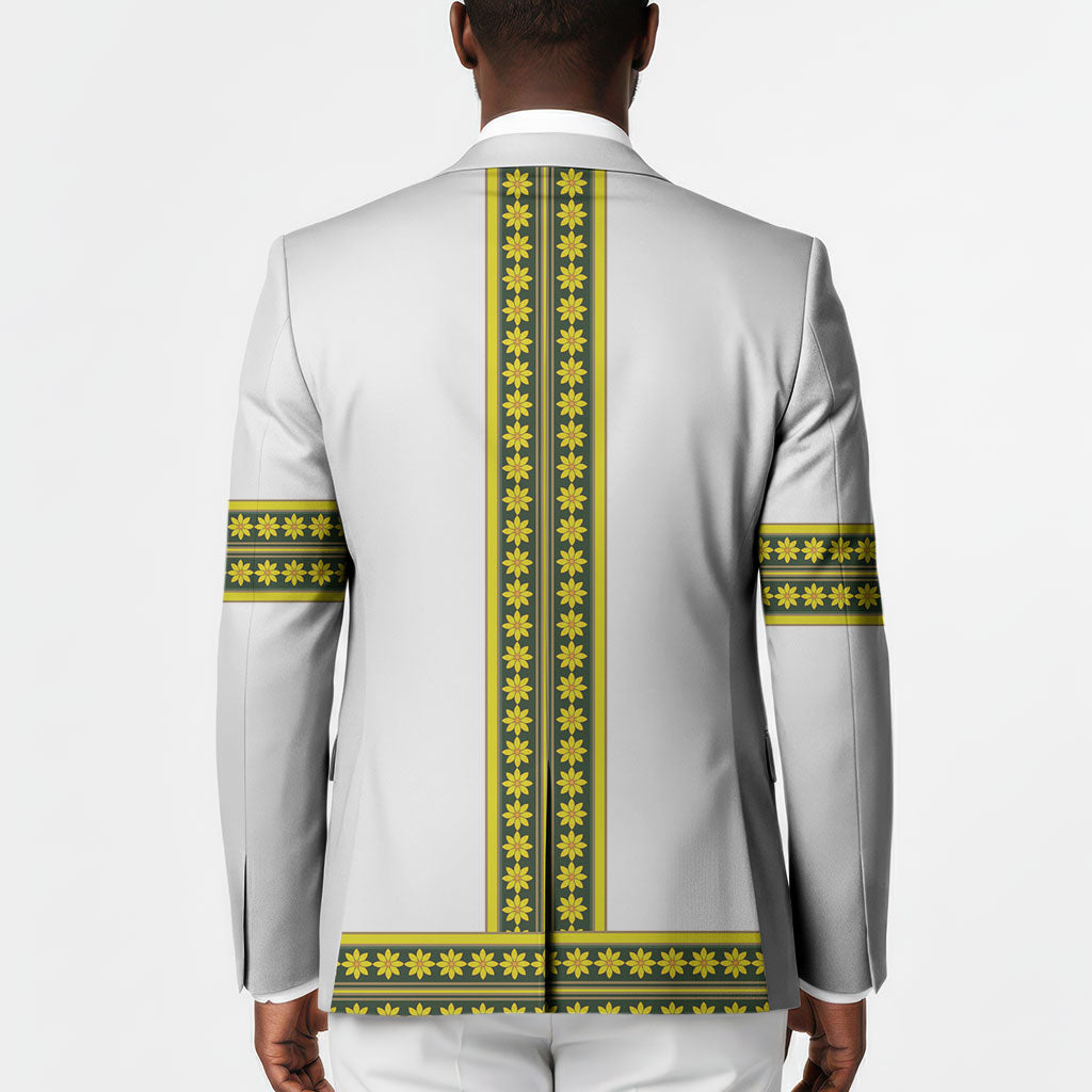 Ethiopian Enkutatash Blazer White Adey Flower Tilet Habesha Inspired