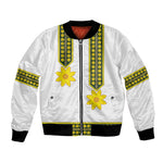 Ethiopian Enkutatash Bomber Jacket White Adey Flower Tilet Habesha Inspired