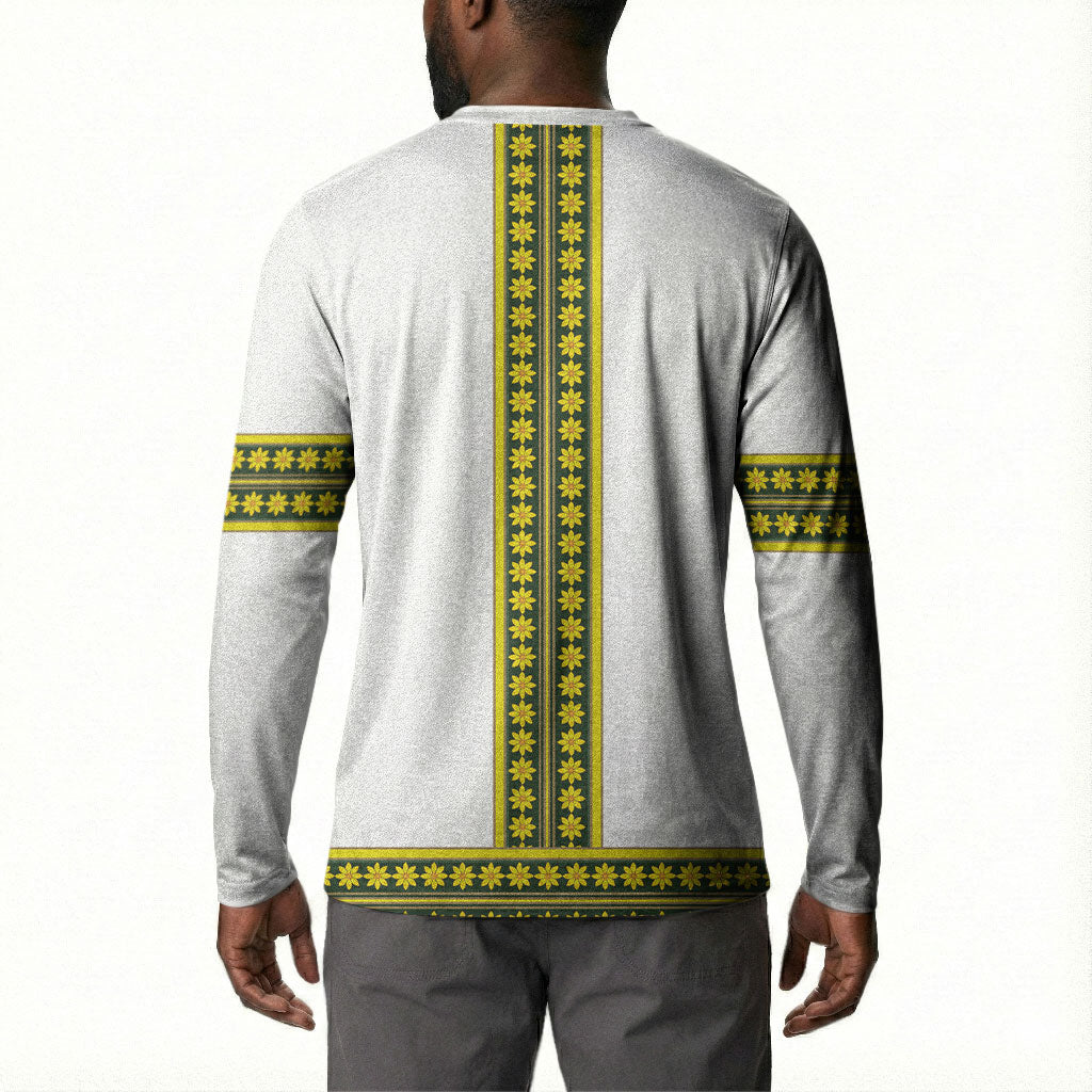 Ethiopian Enkutatash Button Sweatshirt White Adey Flower Tilet Habesha Inspired