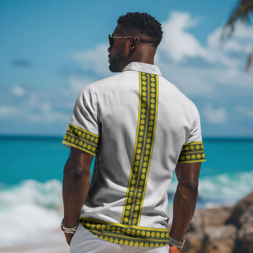 Ethiopian Enkutatash Hawaiian Shirt White Adey Flower Tilet Habesha Inspired