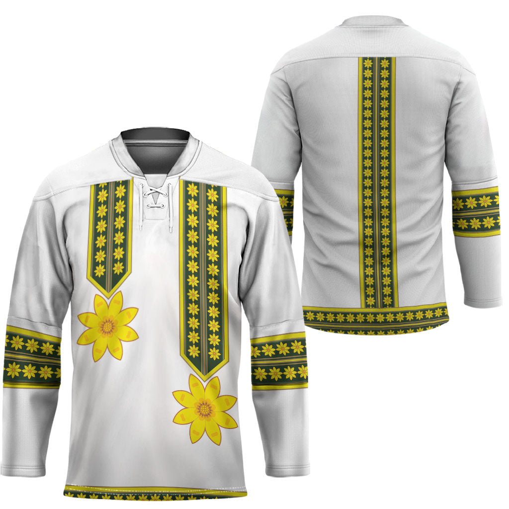 Ethiopian Enkutatash Hockey Jersey White Adey Flower Tilet Habesha Inspired