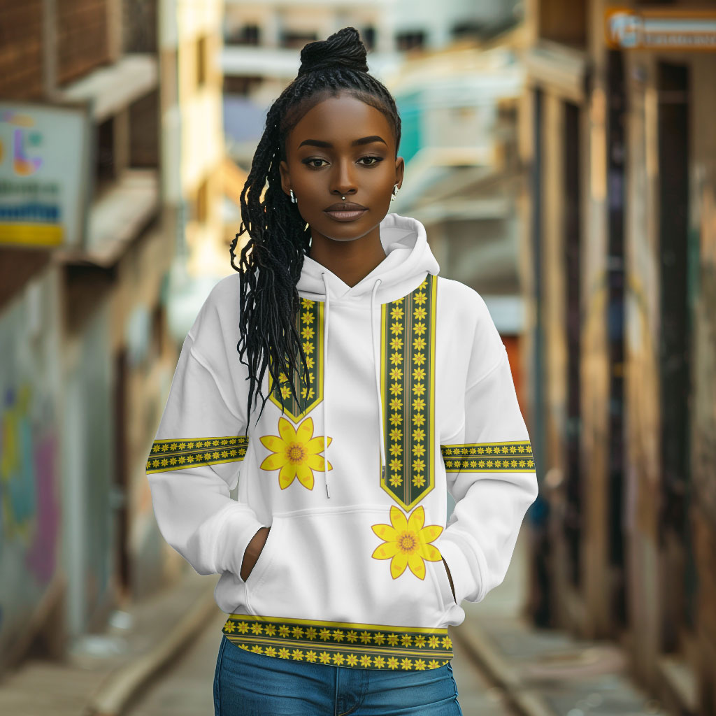 Ethiopian Enkutatash Hoodie White Adey Flower Tilet Habesha Inspired
