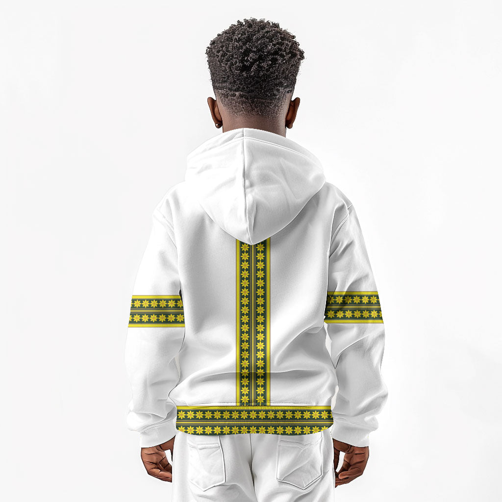 Ethiopian Enkutatash Kid Hoodie White Adey Flower Tilet Habesha Inspired