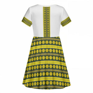 Ethiopian Enkutatash Kid Short Sleeve Dress White Adey Flower Tilet Habesha Inspired