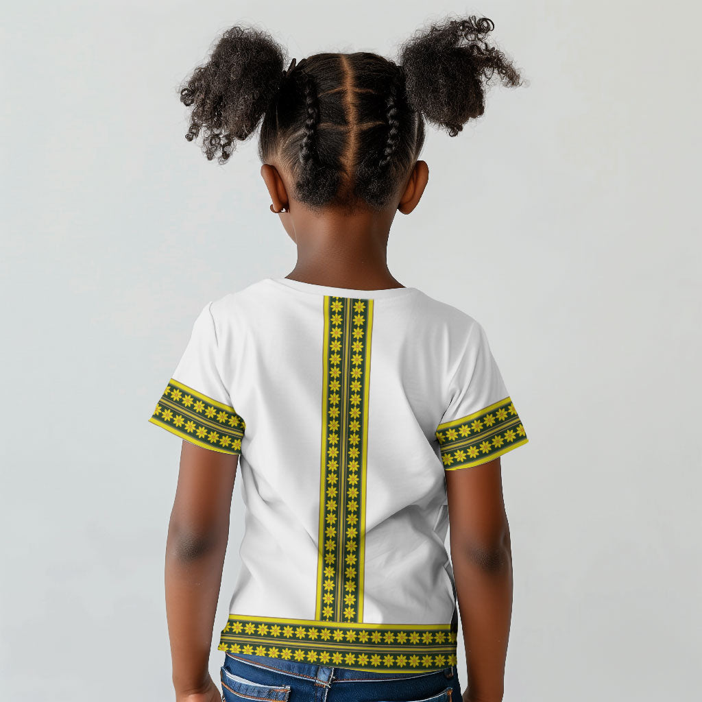 Ethiopian Enkutatash Kid T shirt White Adey Flower Tilet Habesha Inspired