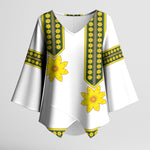 Ethiopian Enkutatash Kimono Sleeve Blouse White Adey Flower Tilet Habesha Inspired