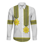 Ethiopian Enkutatash Long Sleeve Button Shirt White Adey Flower Tilet Habesha Inspired