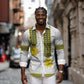 Ethiopian Enkutatash Long Sleeve Button Shirt White Adey Flower Tilet Habesha Inspired