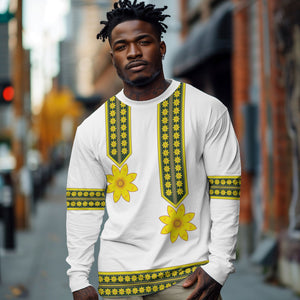 Ethiopian Enkutatash Long Sleeve Shirt White Adey Flower Tilet Habesha Inspired