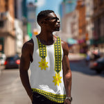 Ethiopian Enkutatash Men Tank Top White Adey Flower Tilet Habesha Inspired