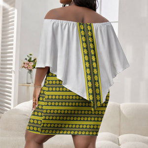 Ethiopian Enkutatash Off Shoulder Short Dress White Adey Flower Tilet Habesha Inspired