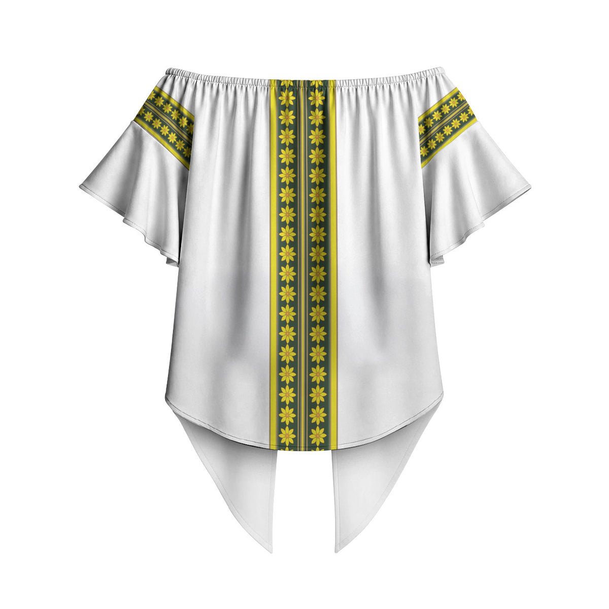 Ethiopian Enkutatash Off Shoulder Wrap Waist Top White Adey Flower Tilet Habesha Inspired