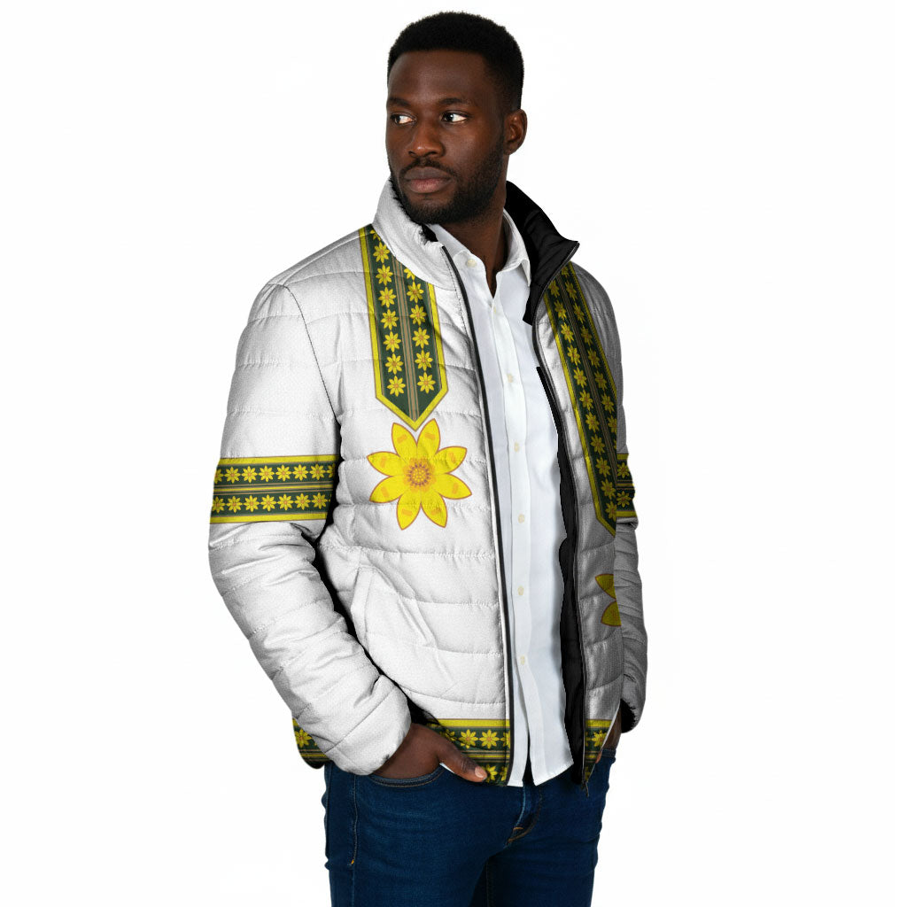 Ethiopian Enkutatash Padded Jacket White Adey Flower Tilet Habesha Inspired