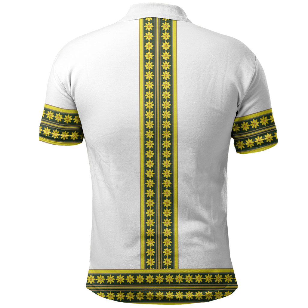 Ethiopian Enkutatash Polo Shirt White Adey Flower Tilet Habesha Inspired