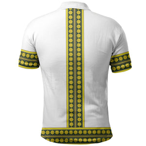 Ethiopian Enkutatash Polo Shirt White Adey Flower Tilet Habesha Inspired