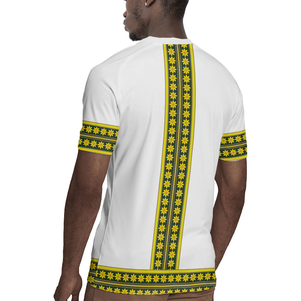 Ethiopian Enkutatash Rugby Jersey White Adey Flower Tilet Habesha Inspired