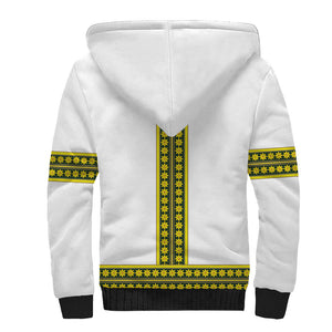 Ethiopian Enkutatash Sherpa Hoodie White Adey Flower Tilet Habesha Inspired