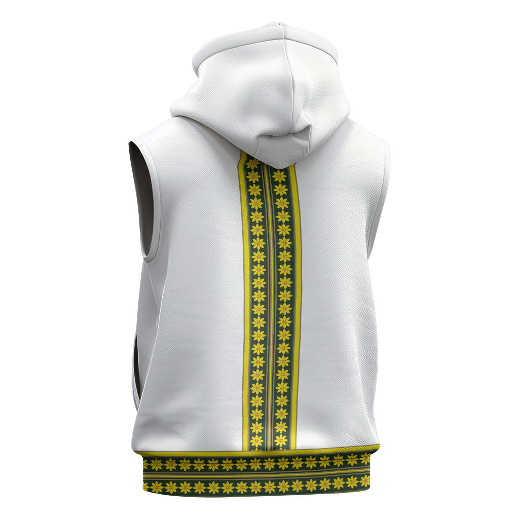 Ethiopian Enkutatash Sleeveless Hoodie White Adey Flower Tilet Habesha Inspired