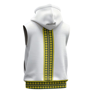 Ethiopian Enkutatash Sleeveless Zip Hoodie White Adey Flower Tilet Habesha Inspired
