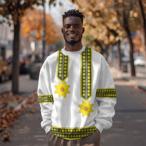 Ethiopian Enkutatash Sweatshirt White Adey Flower Tilet Habesha Inspired