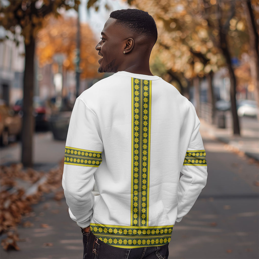 Ethiopian Enkutatash Sweatshirt White Adey Flower Tilet Habesha Inspired