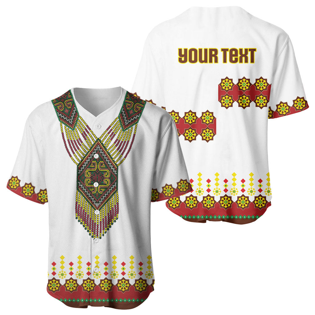 Ethiopian Enkutatash Personalized Baseball Jersey Traditional Habesha Glass D'va Necklace Inspired