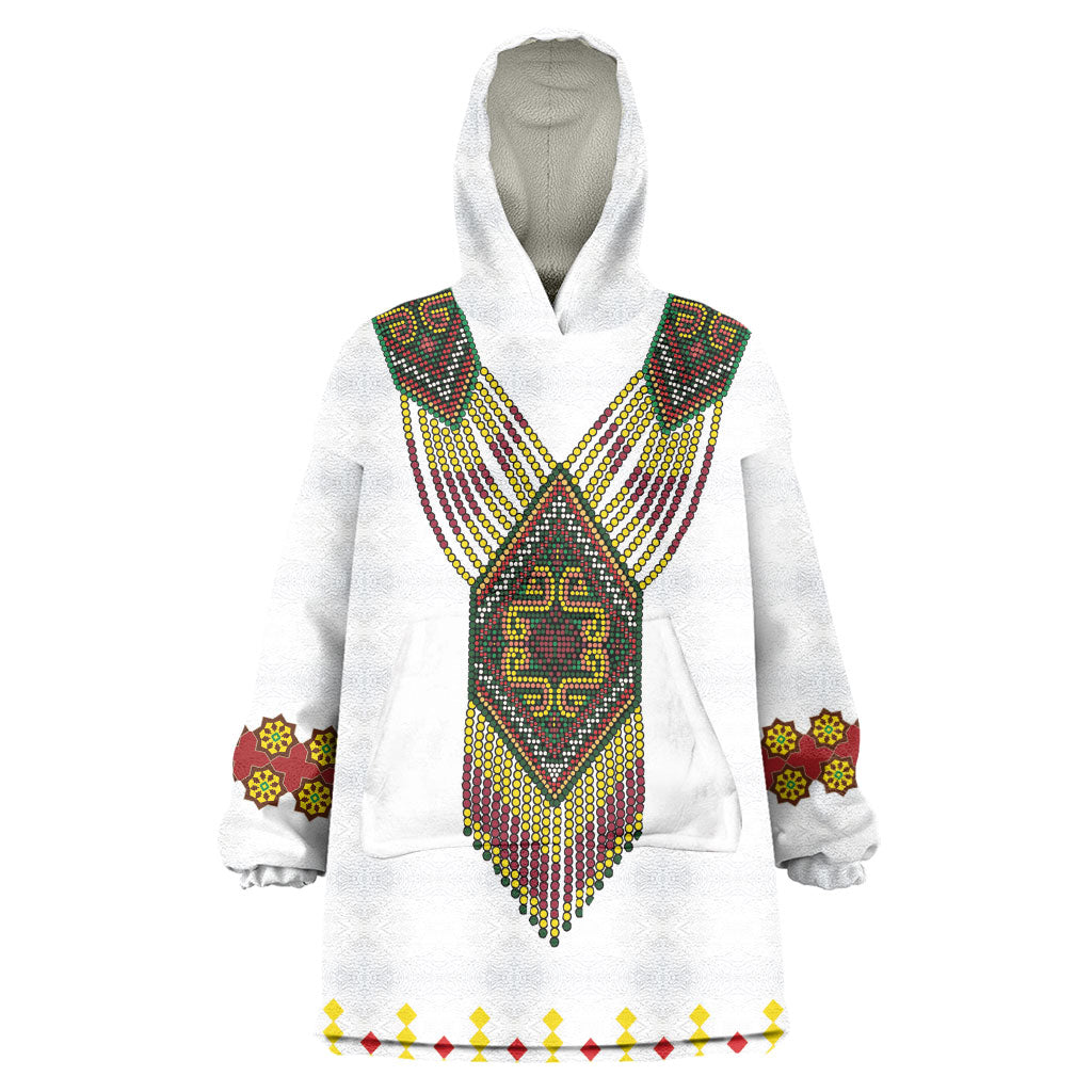 Ethiopian Enkutatash Personalized Kid Wearable Blanket Hoodie Traditional Habesha Glass D'va Necklace Inspired