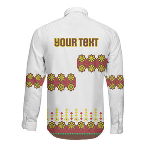 Ethiopian Enkutatash Personalized Long Sleeve Button Shirt Traditional Habesha Glass D'va Necklace Inspired