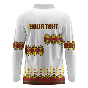Ethiopian Enkutatash Personalized Long Sleeve Polo Shirt Traditional Habesha Glass D'va Necklace Inspired