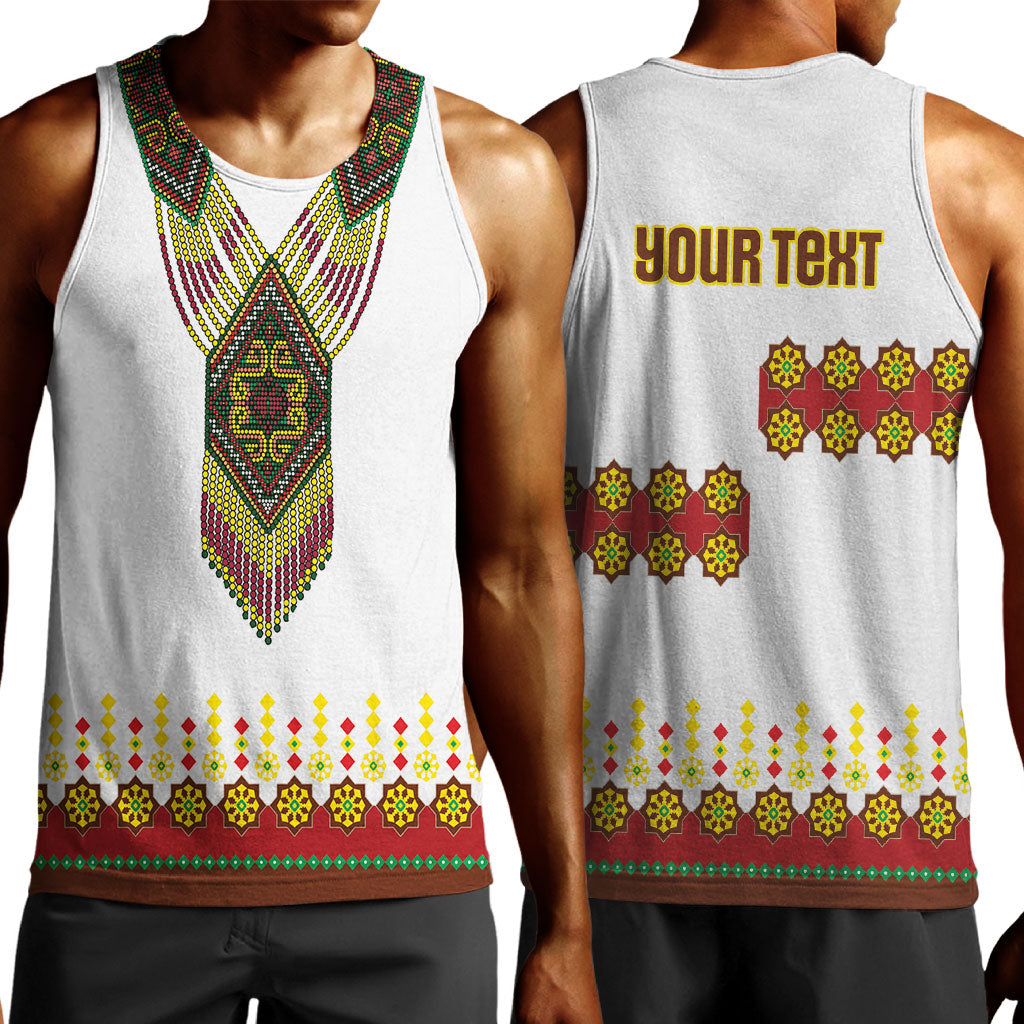 Ethiopian Enkutatash Personalized Men Tank Top Traditional Habesha Glass D'va Necklace Inspired
