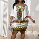 Ethiopian Enkutatash Personalized Off Shoulder Short Dress Traditional Habesha Glass D'va Necklace Inspired