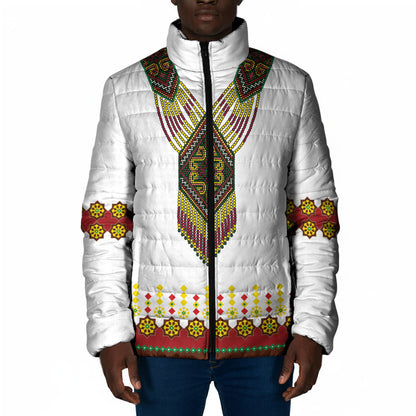 Ethiopian Enkutatash Personalized Padded Jacket Traditional Habesha Glass D'va Necklace Inspired