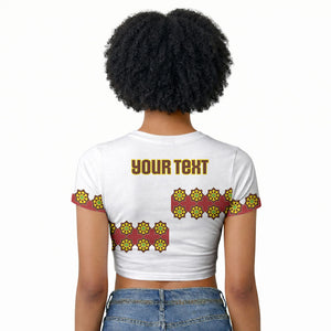 Ethiopian Enkutatash Personalized Raglan Cropped T shirt Traditional Habesha Glass D'va Necklace Inspired