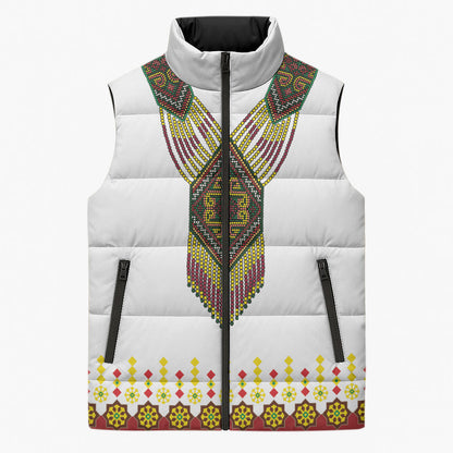 Ethiopian Enkutatash Personalized Sleeveless Puffer Jacket Traditional Habesha Glass D'va Necklace Inspired