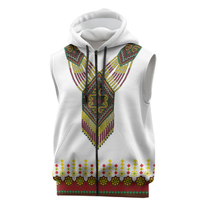 Ethiopian Enkutatash Personalized Sleeveless Zip Hoodie Traditional Habesha Glass D'va Necklace Inspired