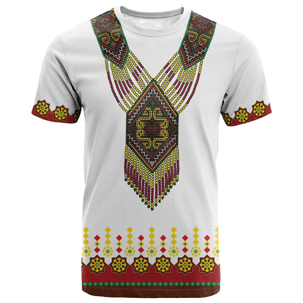 Ethiopian Enkutatash Personalized T shirt Traditional Habesha Glass D'va Necklace Inspired