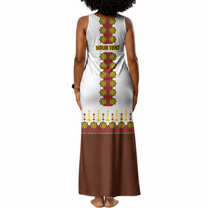 Ethiopian Enkutatash Personalized Tank Maxi Dress Traditional Habesha Glass D'va Necklace Inspired
