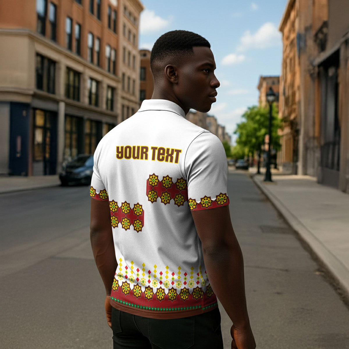 Ethiopian Enkutatash Personalized Zipper Polo Shirt Traditional Habesha Glass D'va Necklace Inspired